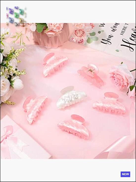 6 Pcs Bride Bridesmaid Acrylic Claw Hair Clip Rhinestone Wedding Party main image 5
